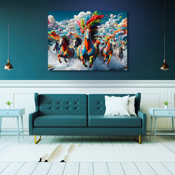 Canvas Wall Art Decor - Rainbow Horses Artwork