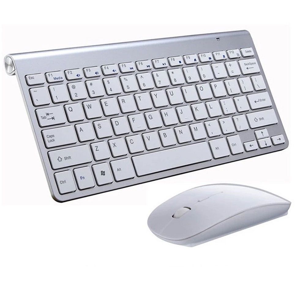 Multimedia Wireless Keyboard and Wireless Mouse - Silver | Shop Today ...