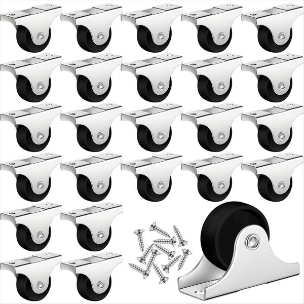 Small Caster Rigid Non-Swivel Fixed Caster with Metal Top Plate for Furnitu