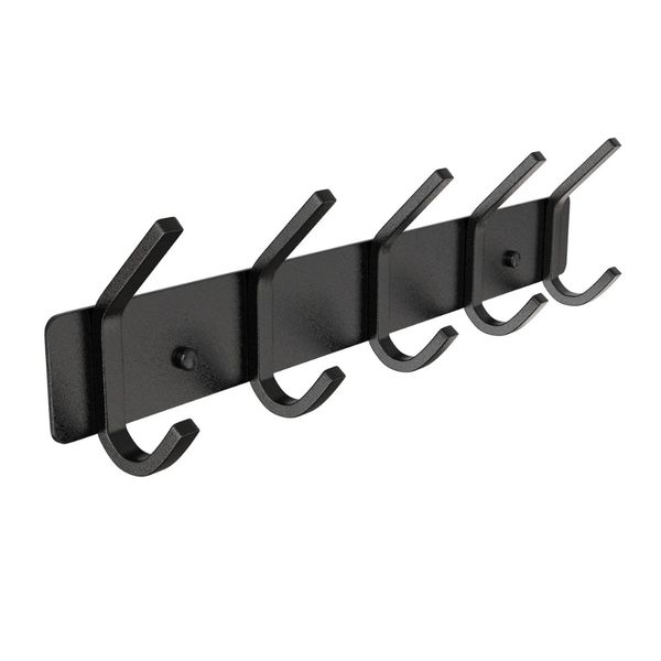 5 Hooks Heavy Duty Aluminum Alloy Wall Mount Coat Hook Rack ( Small) - Black