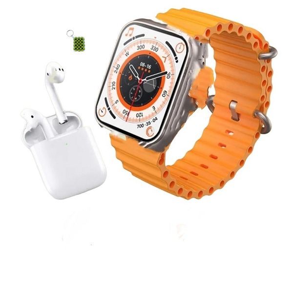 H8 Watch 8 Ultra Smart Watch + Bluetooth Headset + Dual Strap + Key Chain