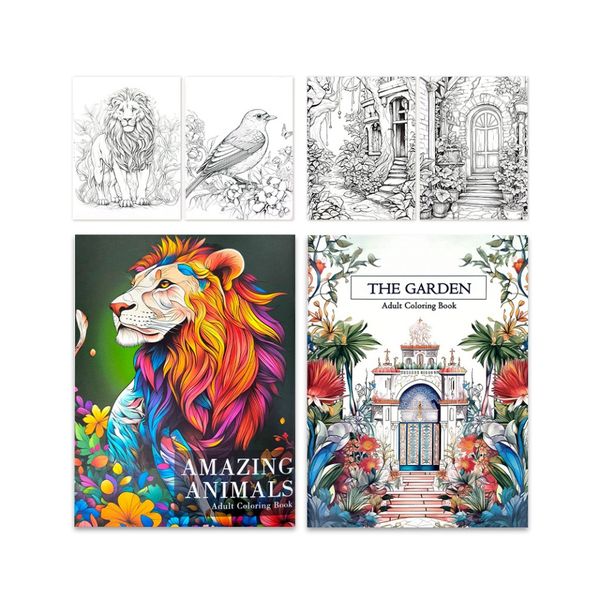 2-Book Coloring Combo, Stress Relief Art Set with Educational Fun