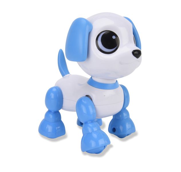 Smart Animals Mini Dog Robot (11cm long) w/lights &amp; sounds- White/Blue