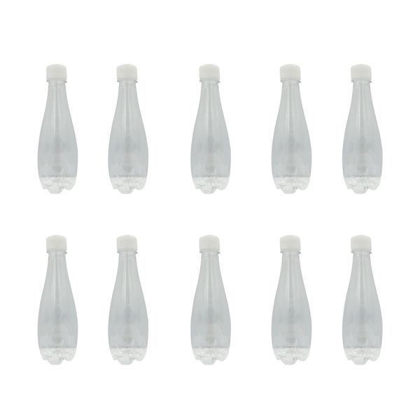 10 Pack Reusable 330mL Clear Plastic Teardrop Water Bottles with White Lids