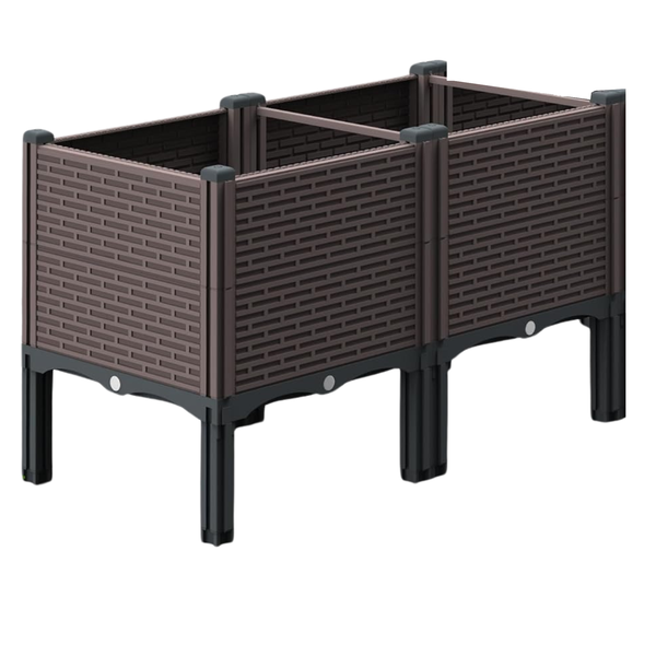2 Pack Raised Garden Bed With Drain Outlet, Bed Vegetable Herb Planter Box
