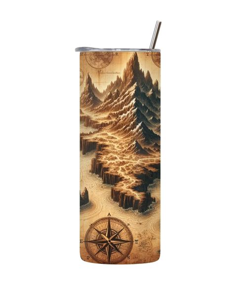 3D 20 Oz Tumbler with Lid and Straw Trendy Maps Graphic Design Present 104