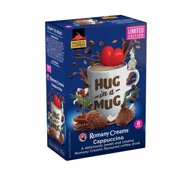 House Of Coffees - Hug in Mug Romany Creams Cappuccino (8 x 24g)