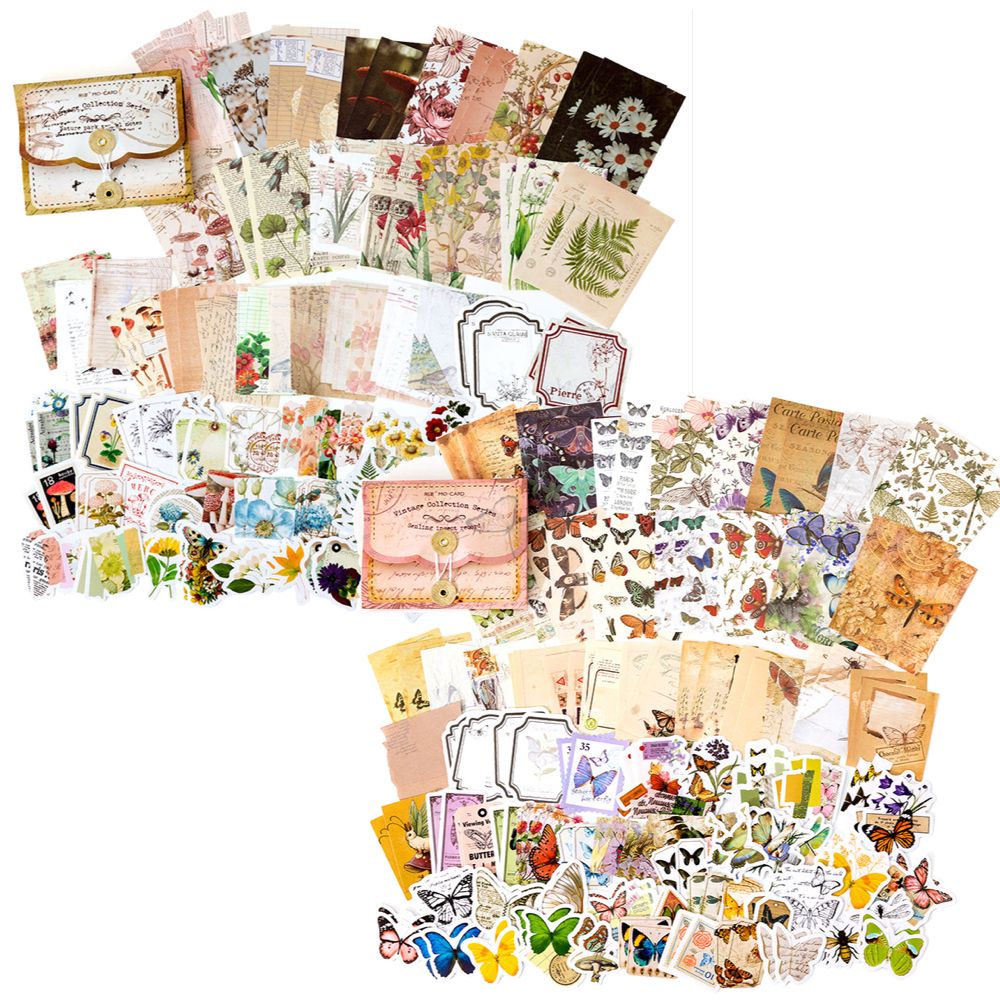 Ephemera Vintage Scrapbook Paper Pad 8x8 Scrapbooking Kit for