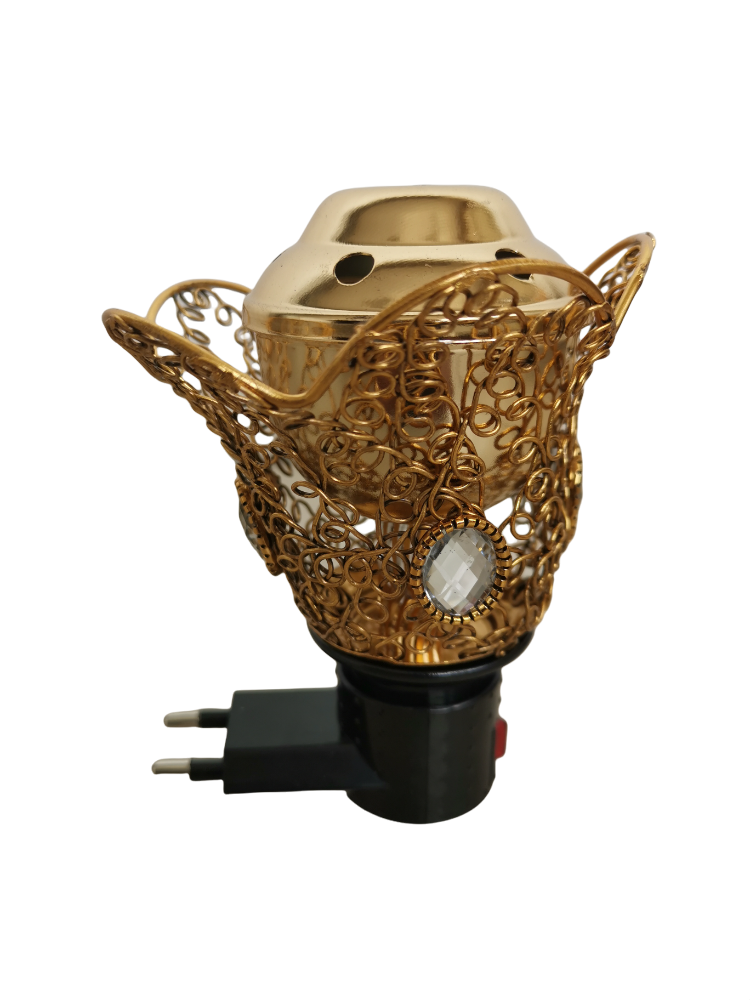 Electric Bakhoor Incense Burner Stylish Steel Design With Crystals