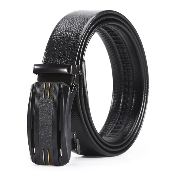 Stylish Automatic Buckle Men Belt Business Casual Adjustable Length - Black