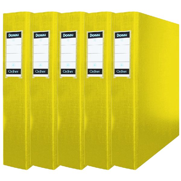Donau A4 Ring Binder File 30mm - 2 ring, Yellow (Pack of 5)