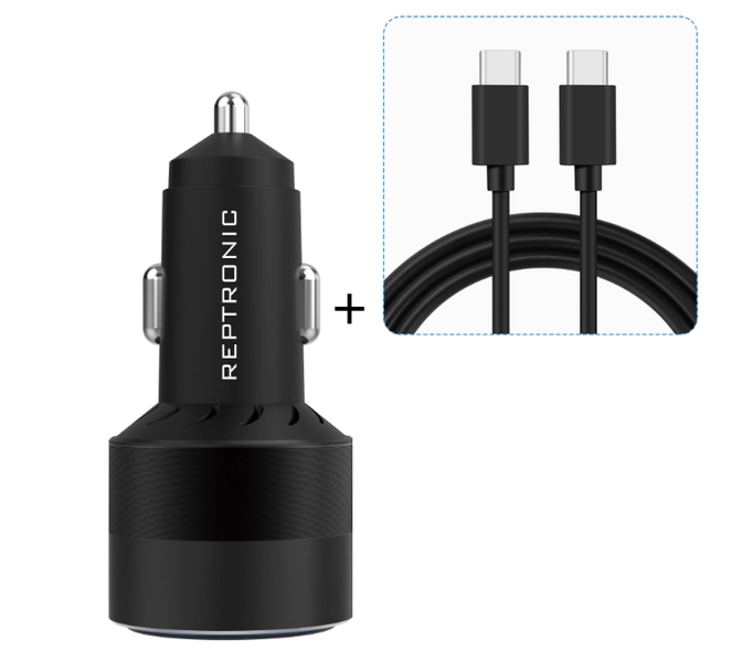Reptronic 130w Car Charger with Type C - C Charging Cable