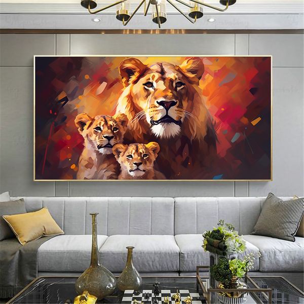 Canvas Wall Decor - Lioness and Cubs - 0480