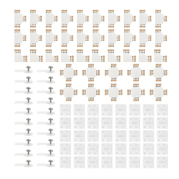 100-Piece 4-Pin 10mm LED Strip Connectors