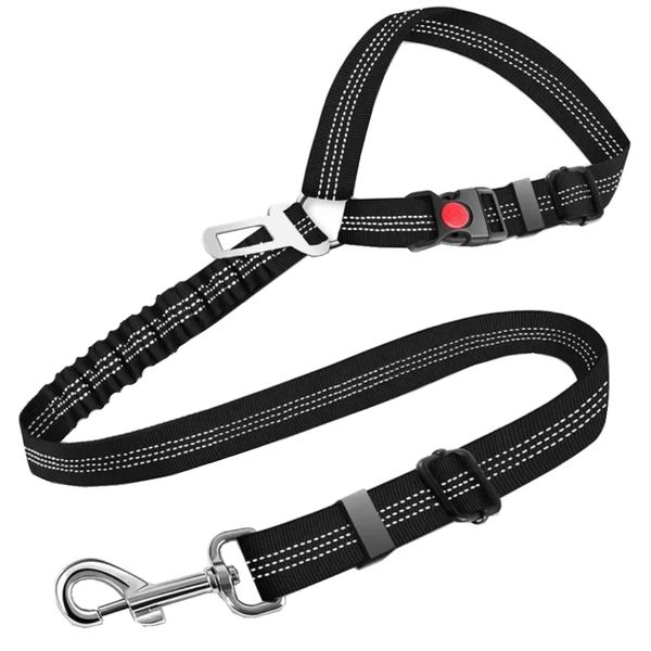 3-in-1 Dog Car Seatbelt Harness With Reflective &amp; Bungee Buffer