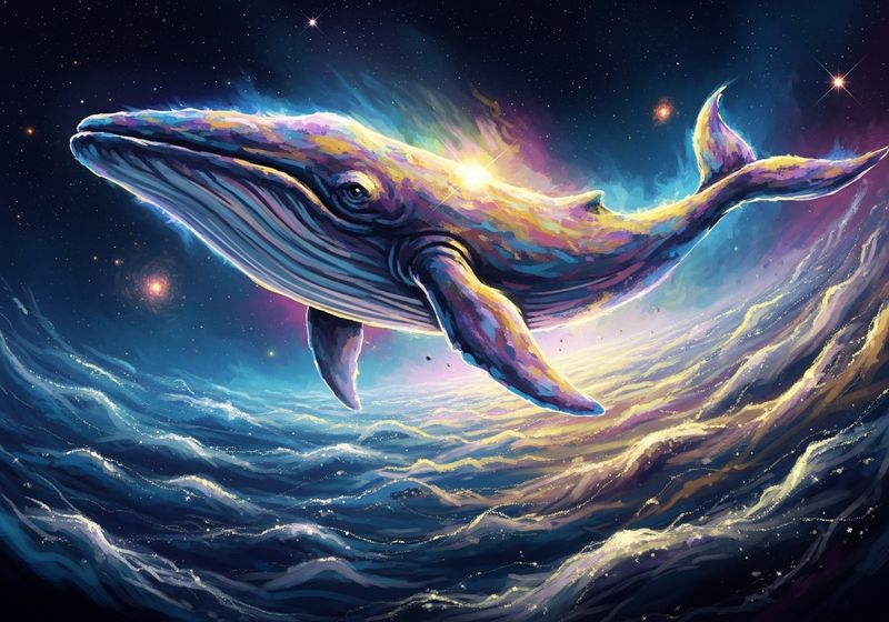 Morden Art Celestial Whale Nebula Canvas Vibrant Cosmic Ocean Wall Art