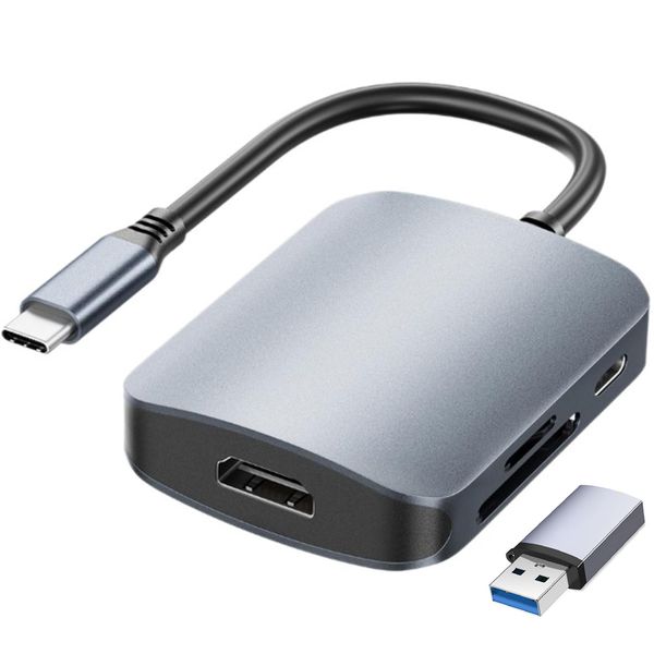 6-in-1 USB-C Hub, HDMI 4K 30Hz, Dual USB 3.0 100W PD SD/TF