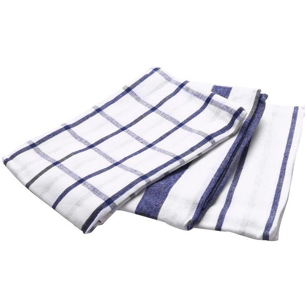 3Piece Blue White Plaid Striped Tea Towel Kitchen Towel Napkin Cloth