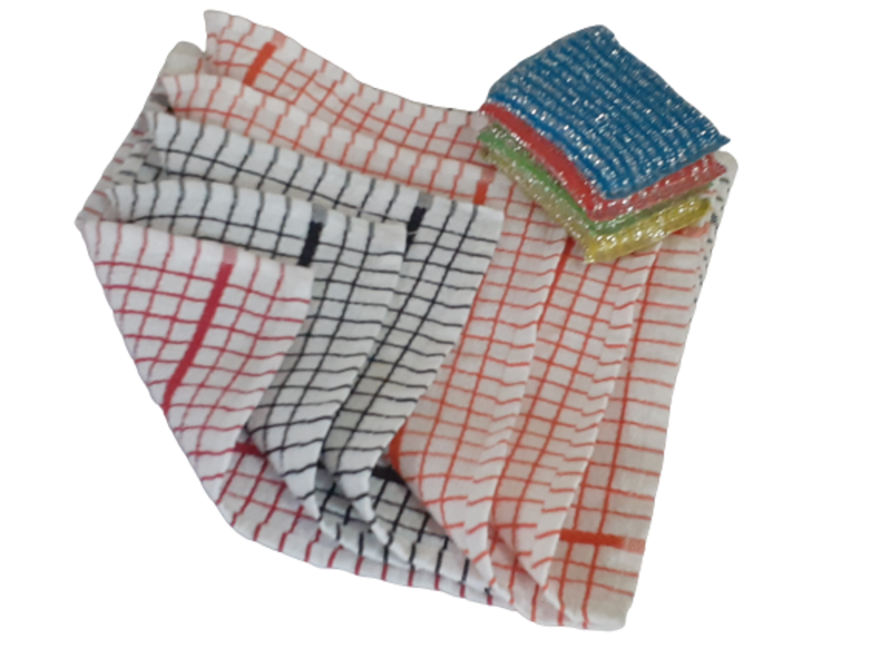 Combo of Five Dish Cloths and Four Sponge Scourers