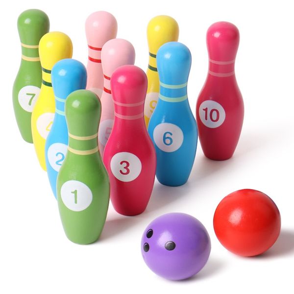 Color Wooden Digital Bowling Toy
