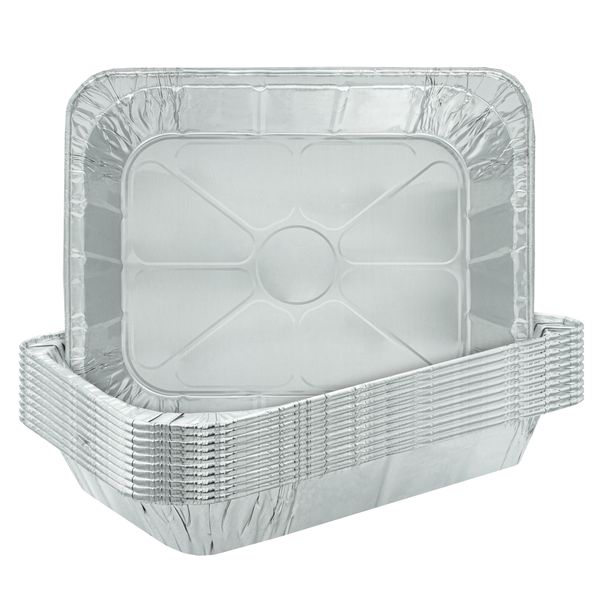 Large Foil Dishes, Pack of 10 Pans with Aluminum Lids