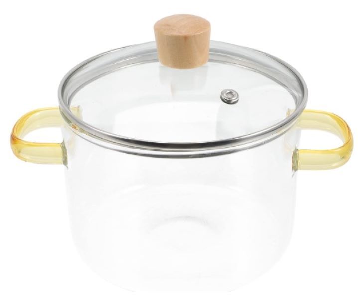 Multifunctional Transparent Borosilicate Glass Kitchen Pot with Lid