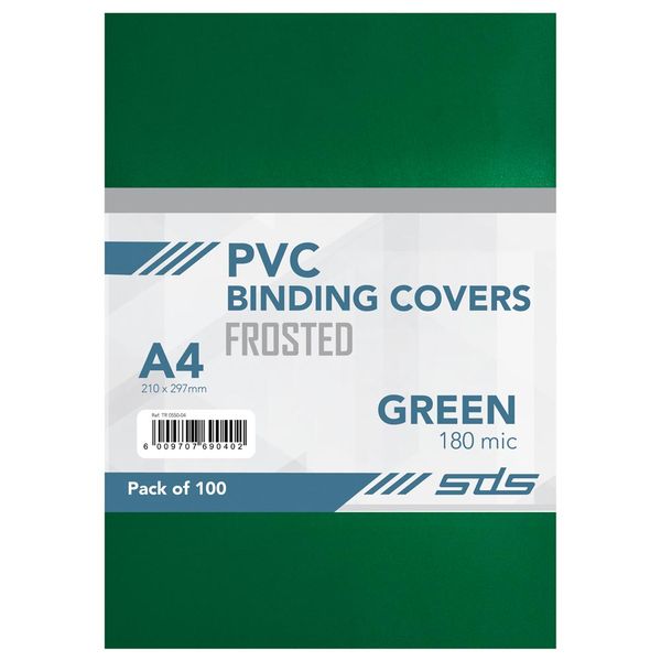 SDS A4 Binding Covers Green - 180 Micron - Pack of 100 Sheets