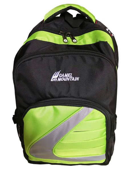 Camel Mountain Laptop Backpack - Black/Lime Green