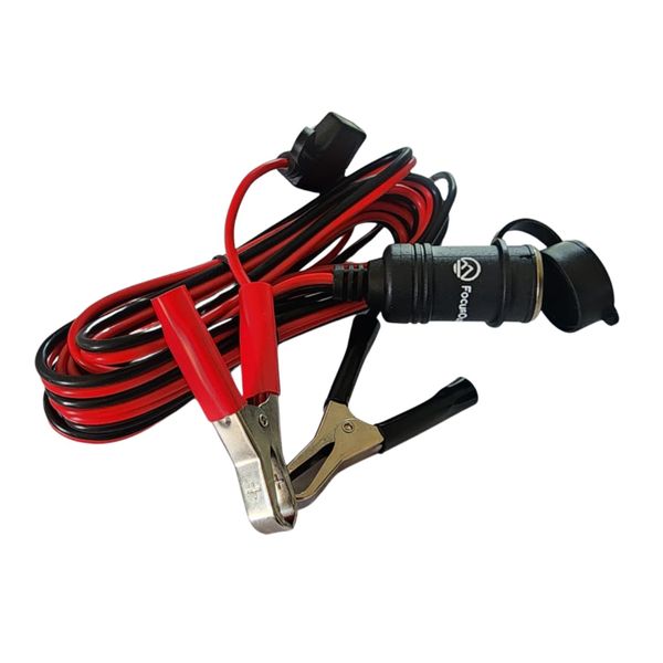 FocusOutdoor 12V Battery Clip to Cigarette Socket Adapter Cable 4.5m
