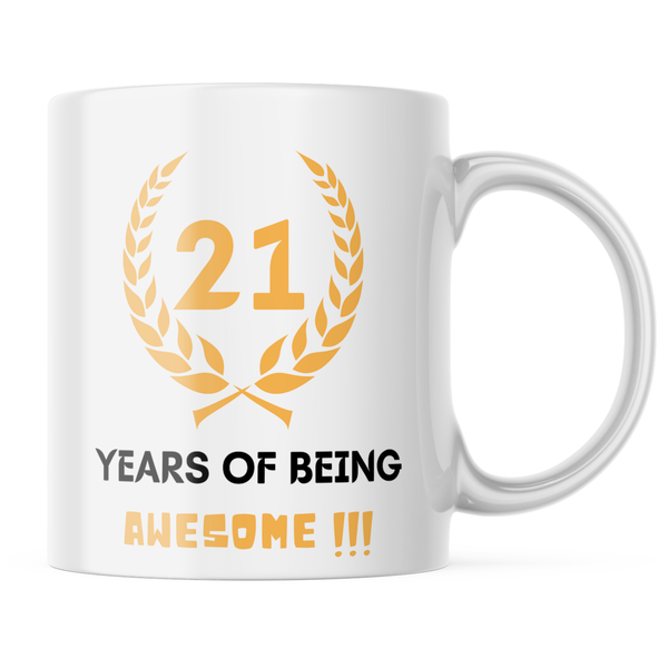 Ceramic 21 years of being Awesome Mug - White - 11 OZ