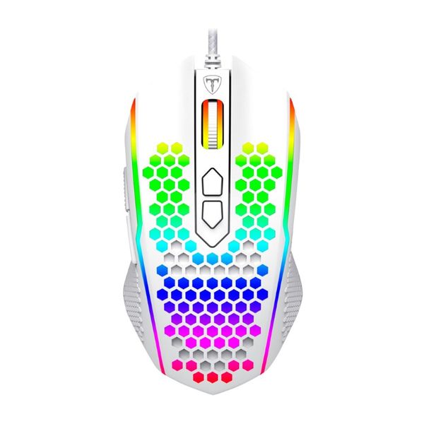 T-Dagger Honeycomb 7200DPI RGB Lightweight Gaming Mouse - White