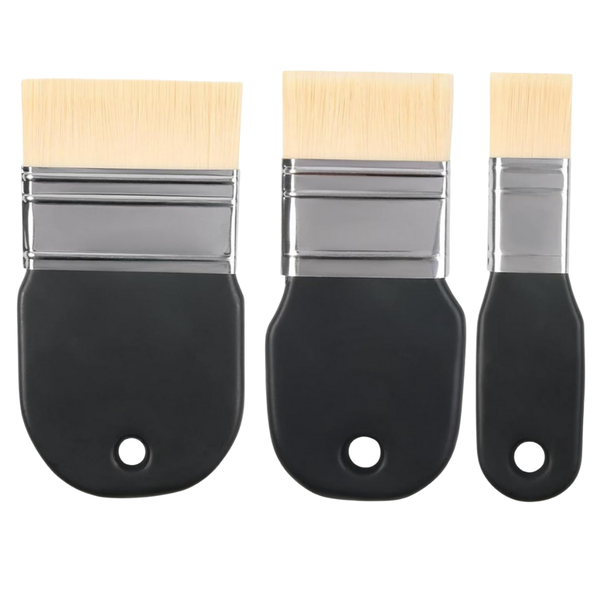 3 Pcs Professional Nylon Flat Paint Brush Set for DIY &amp; Art Projects