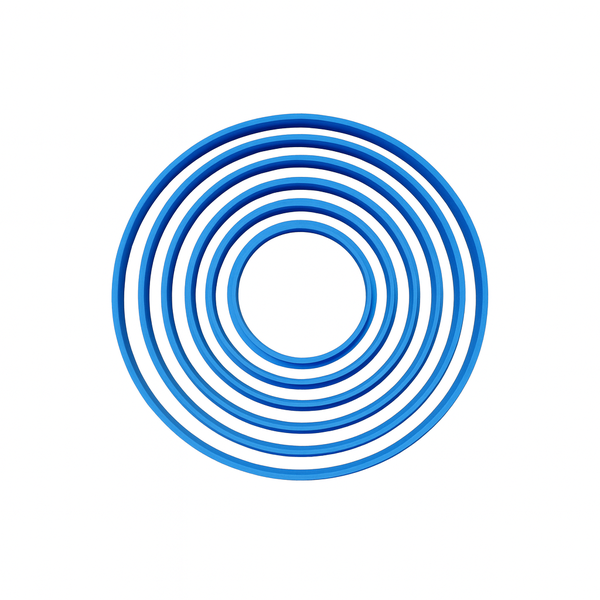 6-Piece Round Cookie Cutter Set - 3D Printed - Blue (4 cm - 10 cm)