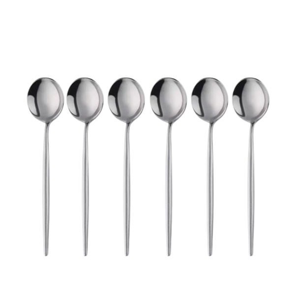 G19-2-1 Elegant 6-Piece Silver Stainless Steel Spoon Set