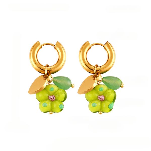 Ethereal Floral Ear Huggies - Mother Of Pearl &amp; Resin Bloom