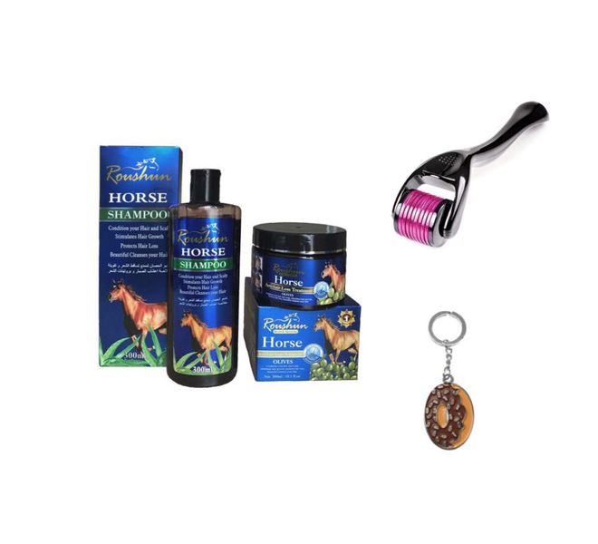 Roushun Anti-Hair Loss - Shampoo and Treatment, Derma Roller &amp; Keyring