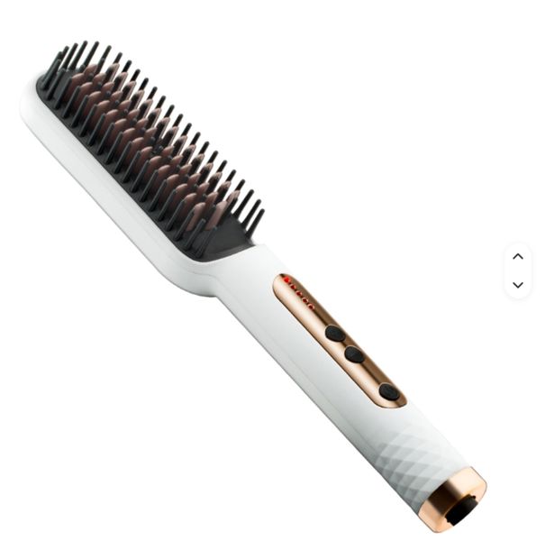 Hair Straightener Brush Fast Heating 5 Temperature Settings - White