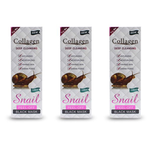 3Pack Collagen Snail Deep Cleansing Peel Off black Mask Anti Aging-3x120ml