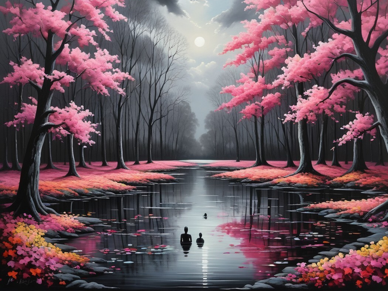 Modern Canvas Wall Art Home Decor - Pink Forest