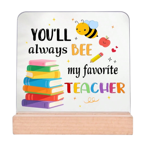 Teacher Appreciation Acrylic Bee Themed Desk Plaque - Multicolor