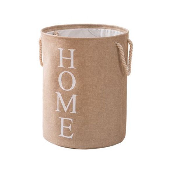 Olive Tree Foldable Storage / Laundry Basket With Draw String Grey