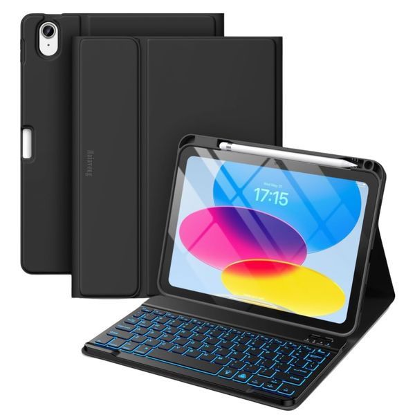 Smart Wireless Keyboard with Case Compatible with iPad 11th 10th Generation
