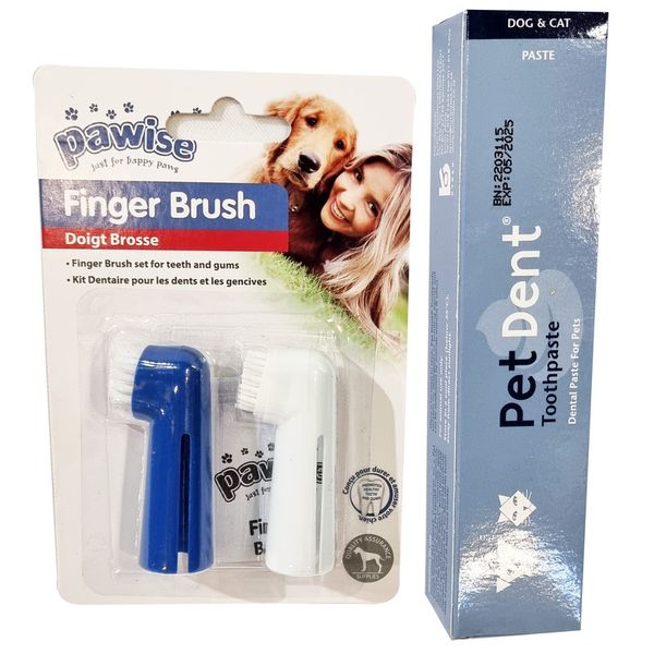 2 Pack - Pet Dent Toothpaste &amp; Finger Brushes