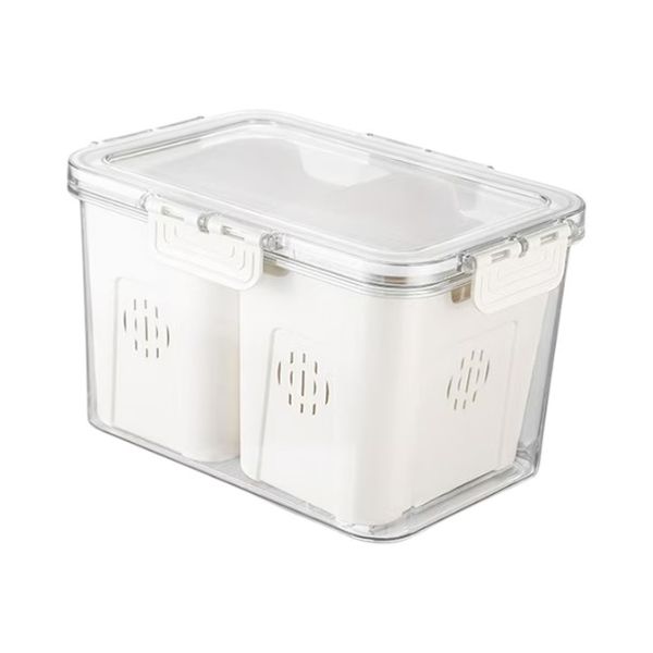 Airtight Food Storage Container With Removable Inner Bins - Transparent