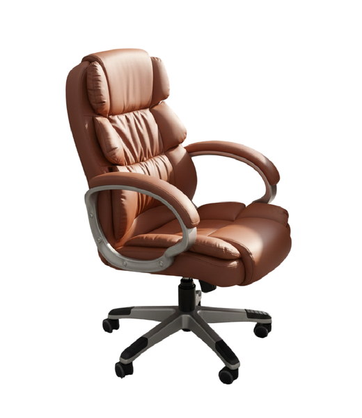 Executive Mid-Back PU Leather Office Chair - Brown