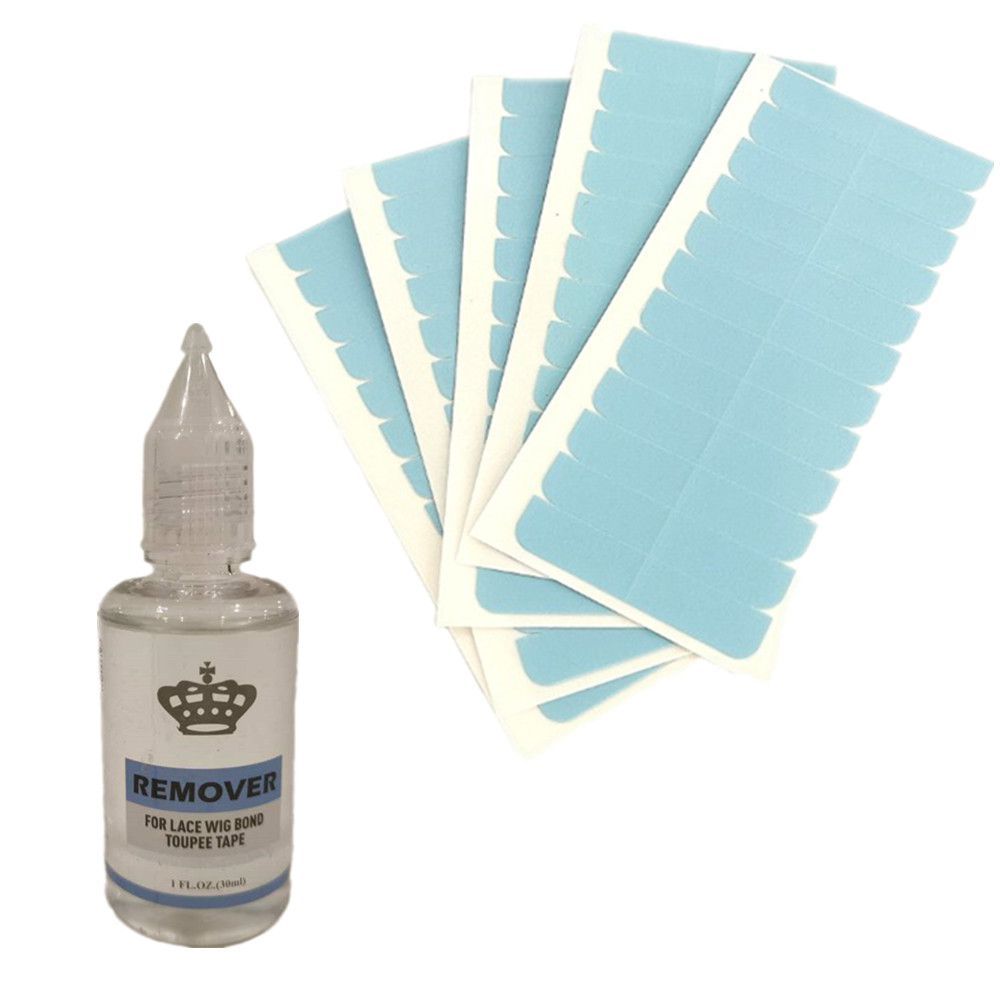 Tape Glue Remover Oil + 60x Replacement Tapes for Tape in Hair