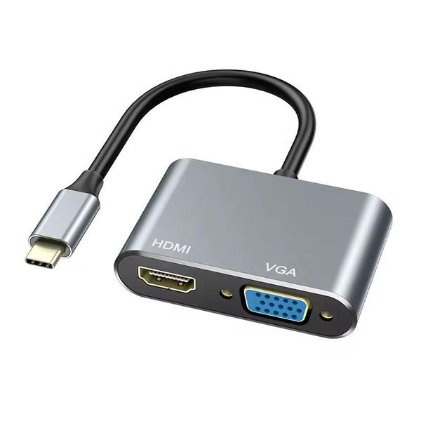 Type-C / USB-C to VGA &amp; HDMI Adapter 2 in 1 - High Quality Converter - (GC)