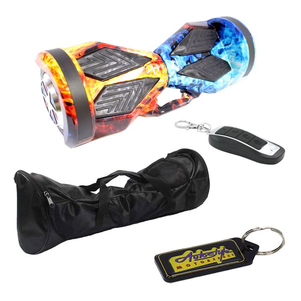 Self Balance 8" LED Bluetooth Hoverboard -Fire &amp; Ice &amp; Remote-Bag &amp; Keyring