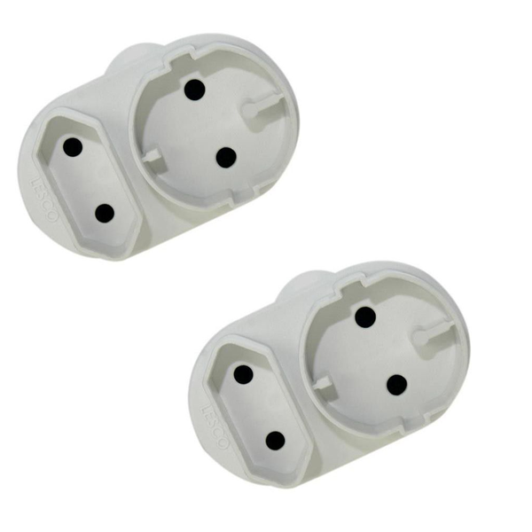 2 Pack - 2 Way Adaptor South Africa 3pin to 2 pin flat &amp; 2 pin round