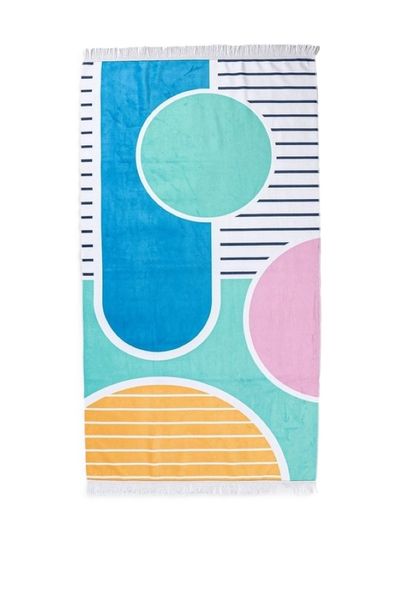 Polycotton Printed Fringe Hilton Beach Towel, 85x160cm